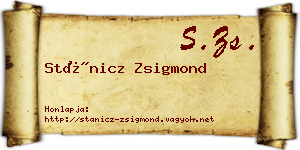 Stánicz Zsigmond névjegykártya