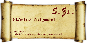 Stánicz Zsigmond névjegykártya